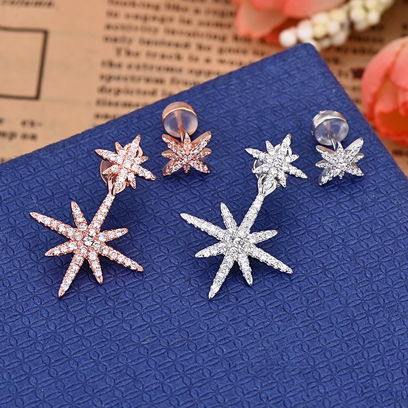 Классические Асимметричные серебряные дизайнерские серьги в виде звезды Давида