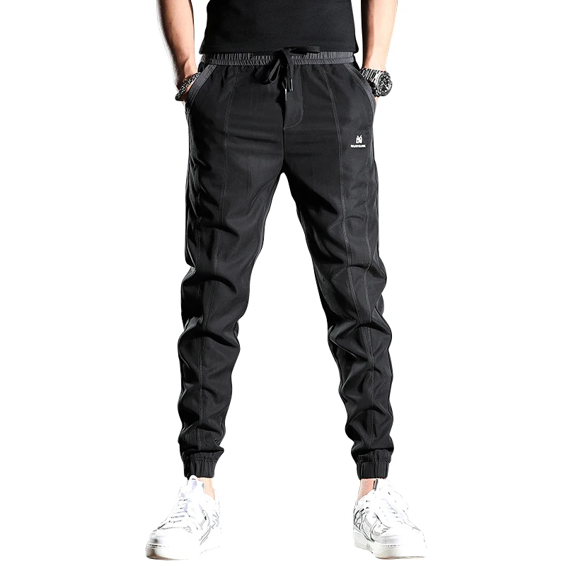 

2021 New Men Black Casual Pants Summer Lightweight Slim Fit Sport Joggers Trousers