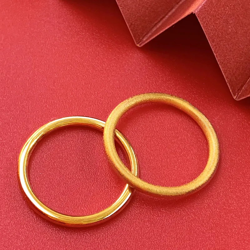 

Sand Gold Ring Inheritance Ring Smooth Matte Thin Ring Imitation 24k Yellow Gold Men's and Women's All-Star Shaped Rings Jewlery