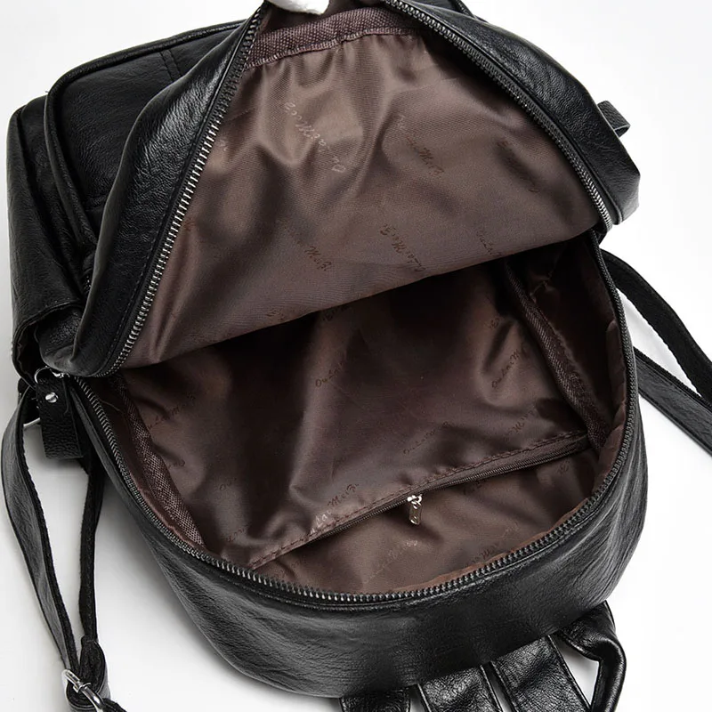 Sac по dos décontracté femme De marque en cuir femmes sac grande &quotcapacité&quot 'школа pour les filles двойной fermeture