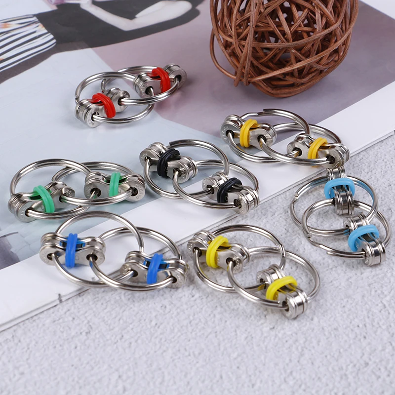 Autism ADHD Anti Stress adult fidget toys Key Ring Hand Spinner Fidget Bearing Tri-Spinner EDC Toy Metal For Adult and Children | Игрушки и