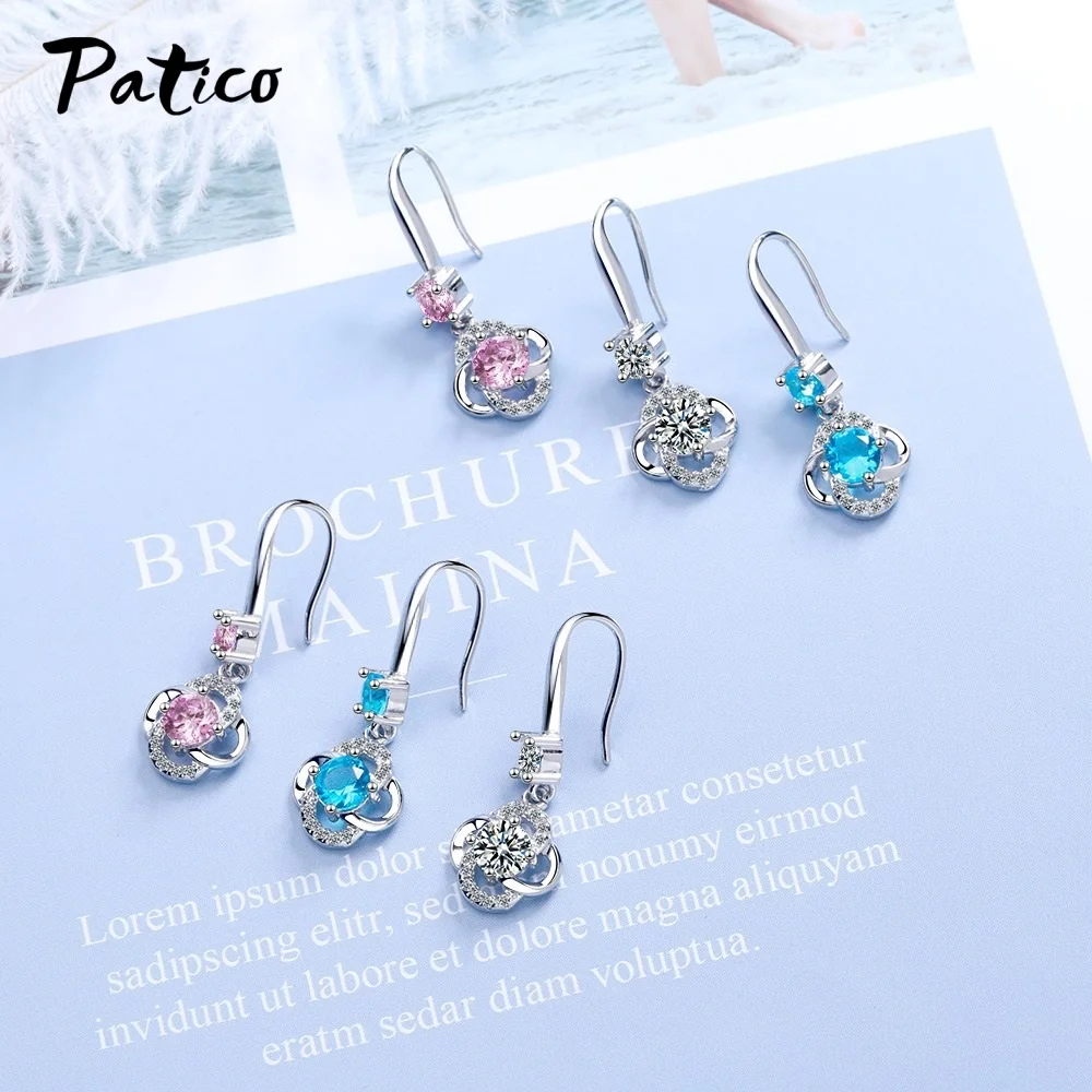 

Classic CZ Crystal 925 Sterling Silver Drop Earrings for Women Female Party Jewelry Korea Trendy Ear Pendant Not Allergic
