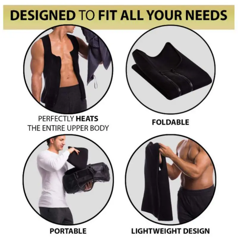 Мужской неопреновый тренировочный жилет для похудения шейпер тела сауна с двумя