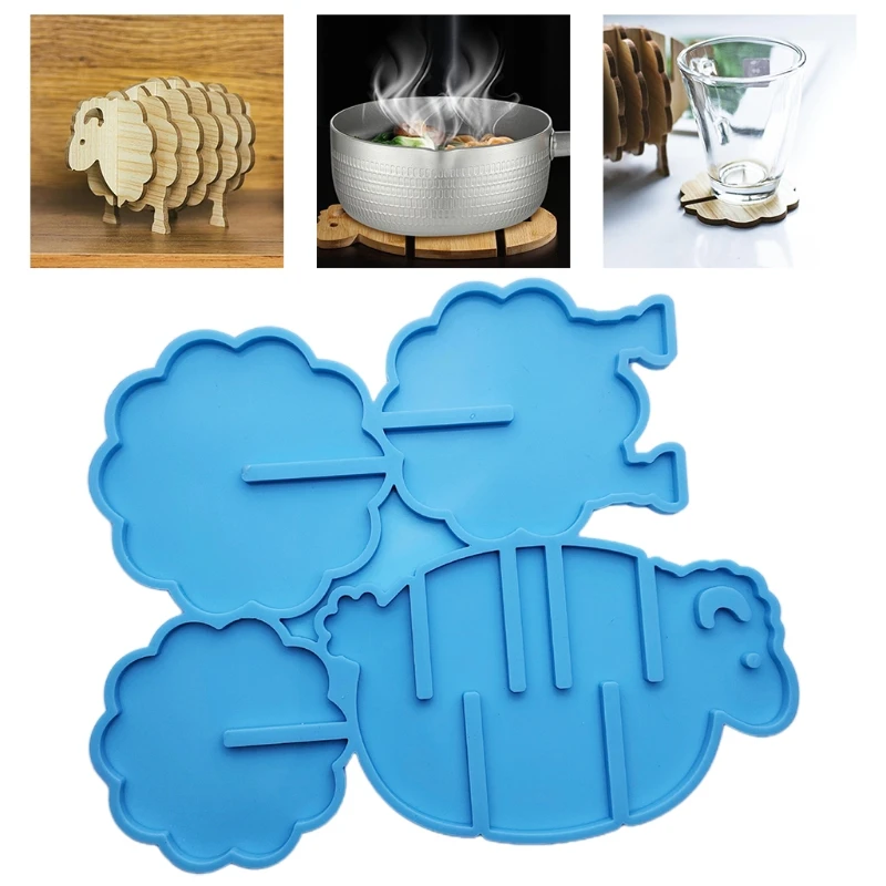 

Sheep Tea Tray Coaster with Storage Rack Mold Silicone Epoxy Resin Mold Used to Make Artificial Agate Pieces Coasters