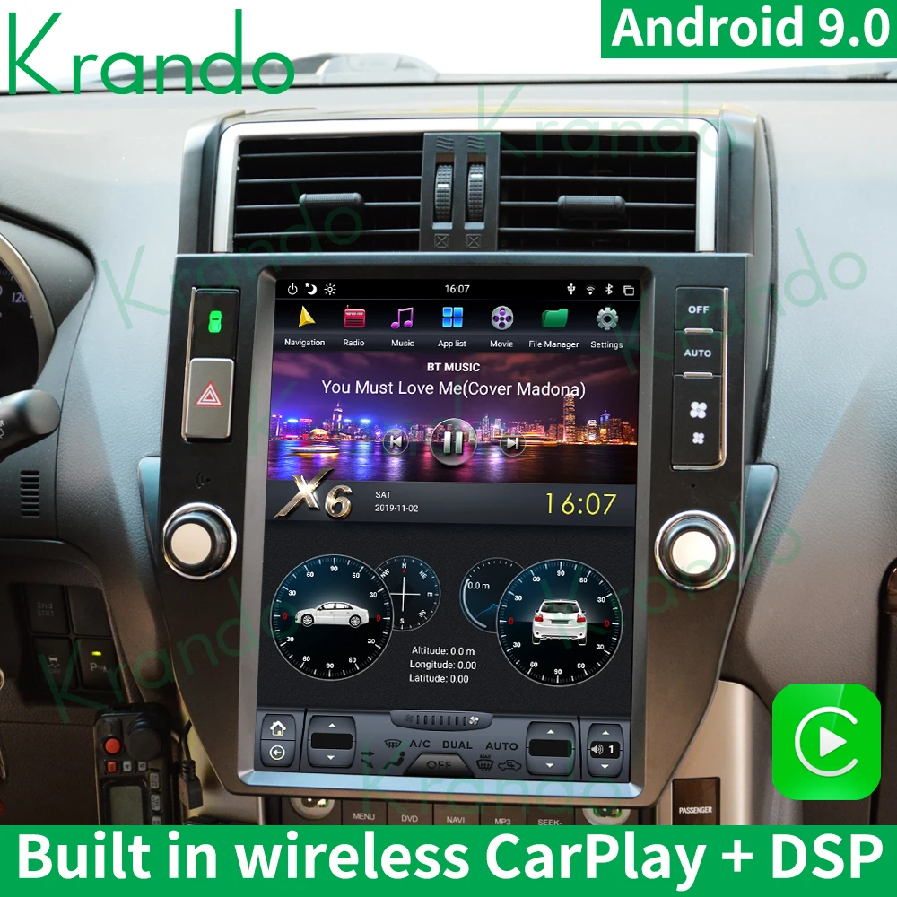 

Krando 12.1"Android 9.0 Tesla Style Vertical For Toyota Prado 150 2014-2017 Autoradio Car Radio Multimedia System Navigation
