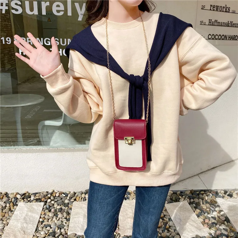 

Cute Cell Phone Purse Smartphone Wallet Pu Leather Shoulder Handbag Women Bag Card Storage Metal Strap Crossbody Ladies Bags