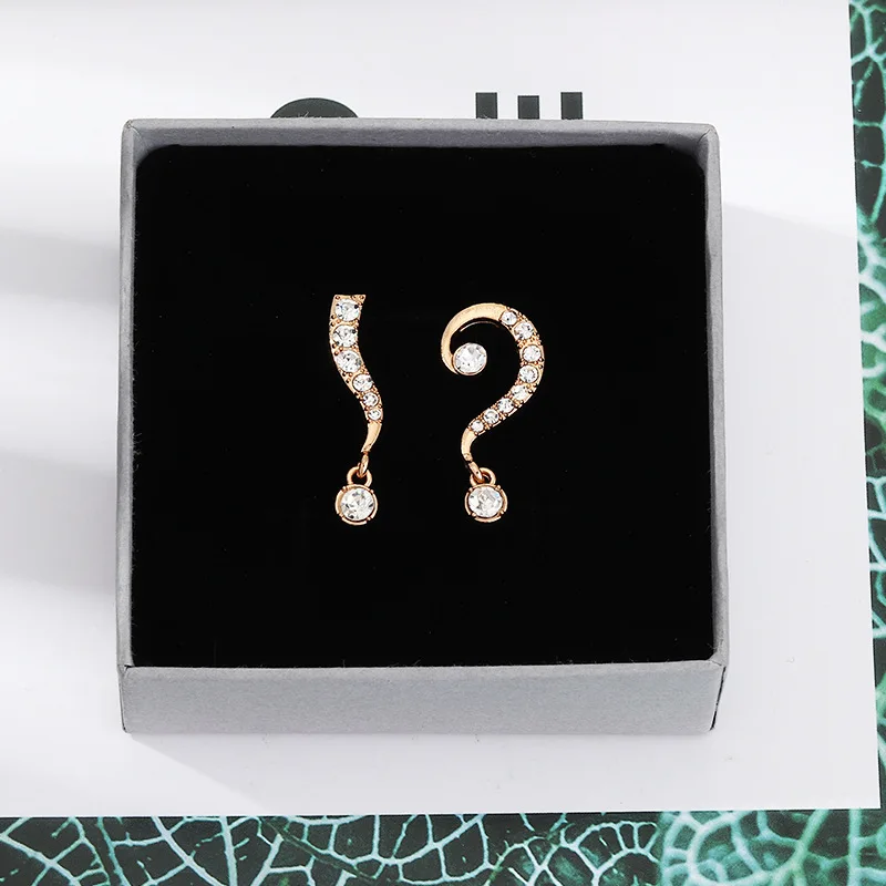 Забавные Асимметричные висячие серьги с вопросом для женщин Циркон 2020 модные