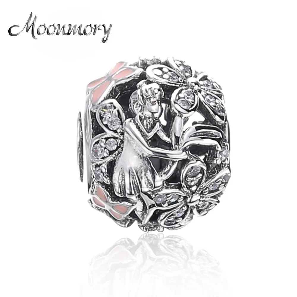 Moonmory 925 Стерлинговое Серебро 2020 классические розовые эмалированные бусины с