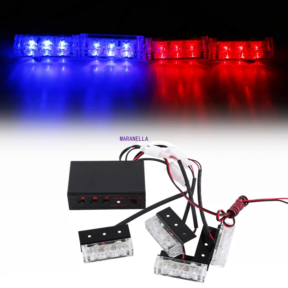 

12V LED Mini Car Front Grille Strobe Lights Head Auto truck Grille Deck Flashing Emergency warning lights Safety Signal Lamp
