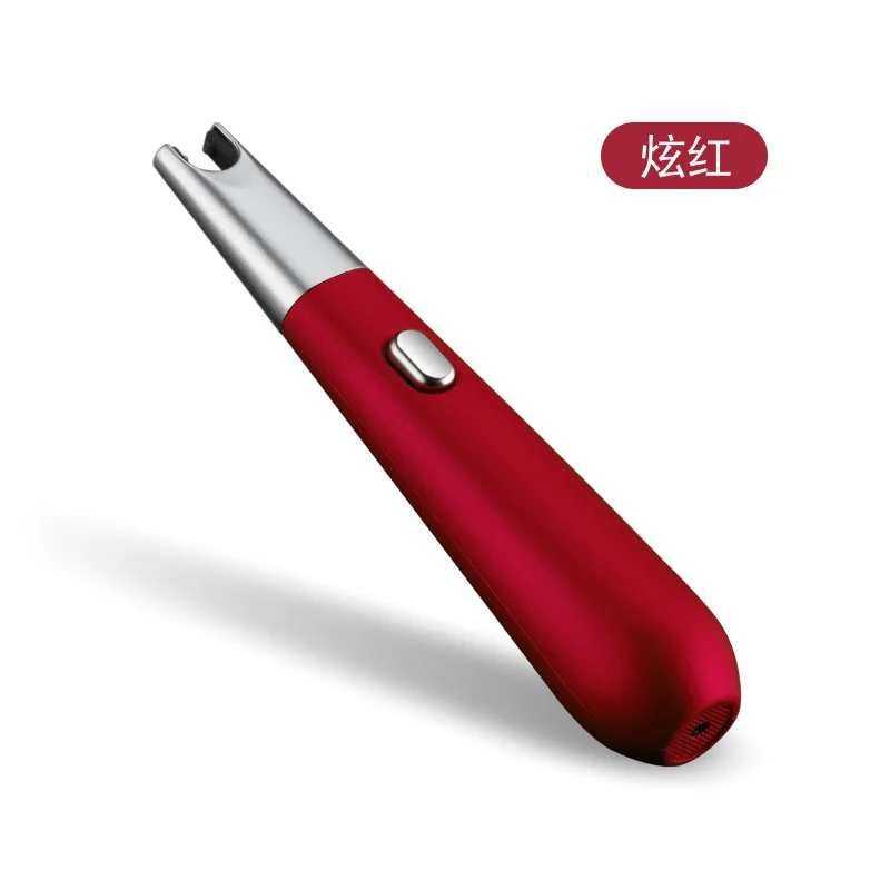 red Длинная плазменная дуговая Зажигалка для барбекю, ветрозащитная электронная заряжаемая через USB Сигарета, электрическая зажигалка, металлический фонарь Зажигалка для свечей - Цвет: red