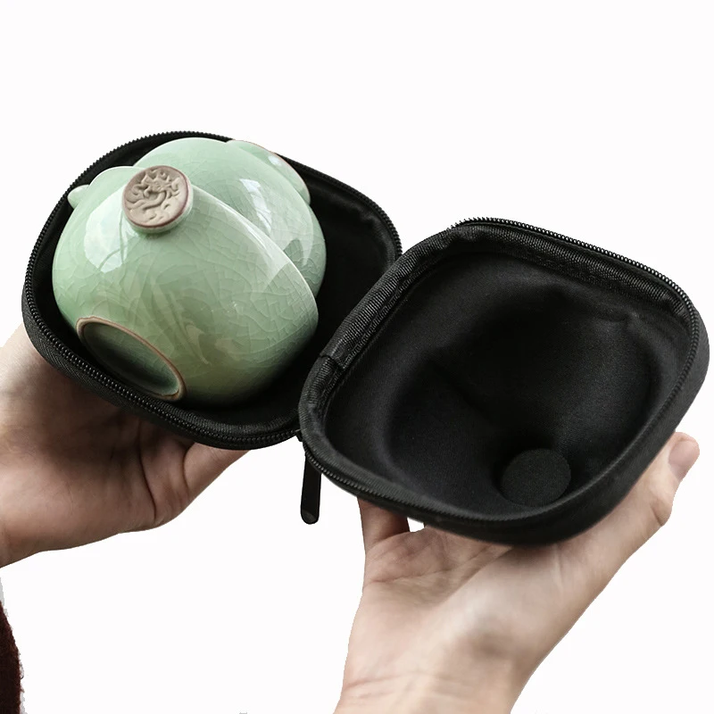 

Tea set Gaiwan Delicate Kung fu Teaset Ruyao Ru Kilns porcelain portable Tea Sets Travel Tea Set Ceramic teacup Teapot Quik Cup