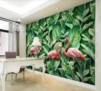 custom 3d wallpaper mural nordic hand painted tropical rain forest flamingo photo background wall
