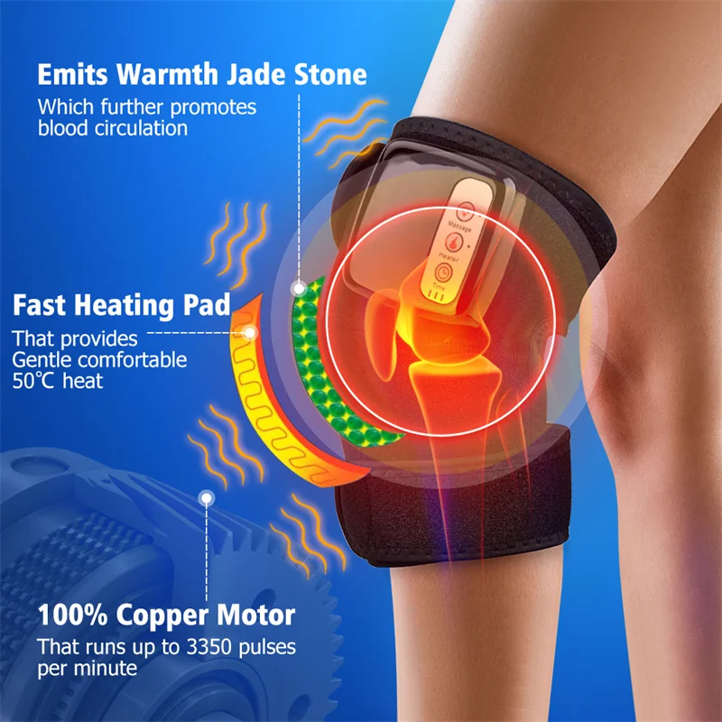Electric Heating Knee Massager Vibration Massage Infrared Joint Brace Elbow Shoulder Pain Relief Kneepad Leg Relaxation | Красота и