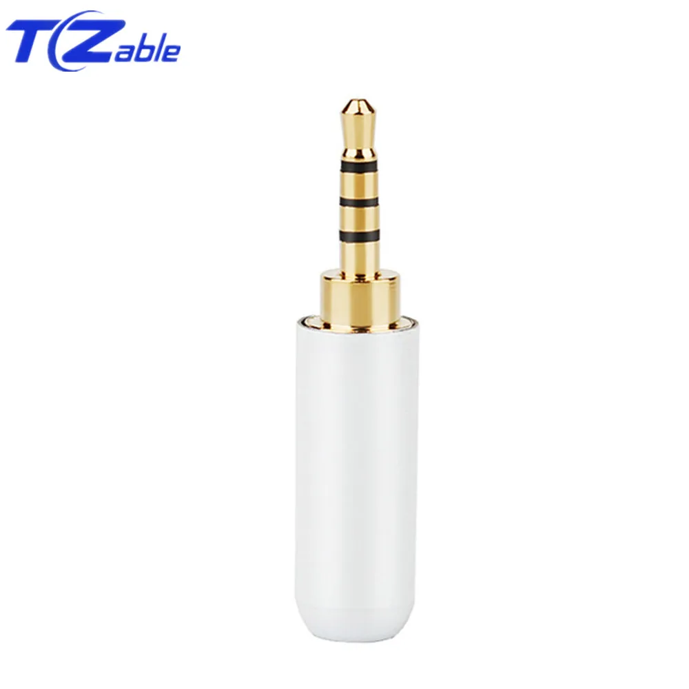 2.5mm 4 pole White 2 шт аудио разъем адаптер для наушников Hifi аудио разъем 2,5 мм 3/4 полюсный кабель для ремонта наушников припой разъем Золотой штекер мужской цвет - Цвет: 2.5mm 4 pole White