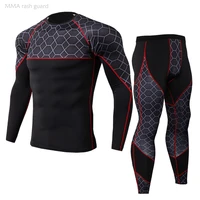 mens sports suit compression thermal underwear set fitness training suit thermal underwear mma rashgard men shirt tracksuit 4xl
