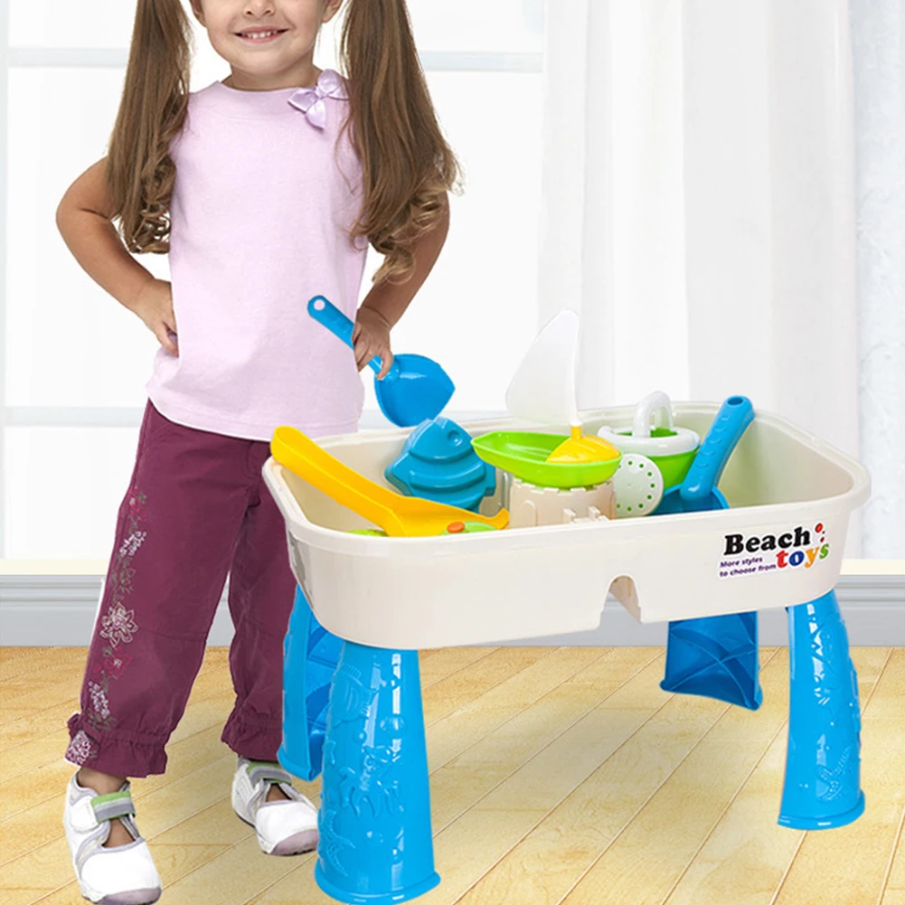 

With Activity Table Shovel Digging Pit Summer Dredging Tool Sandbox Outdoor Beach Sand Toys Set Kids Gift Storage Room Plastic
