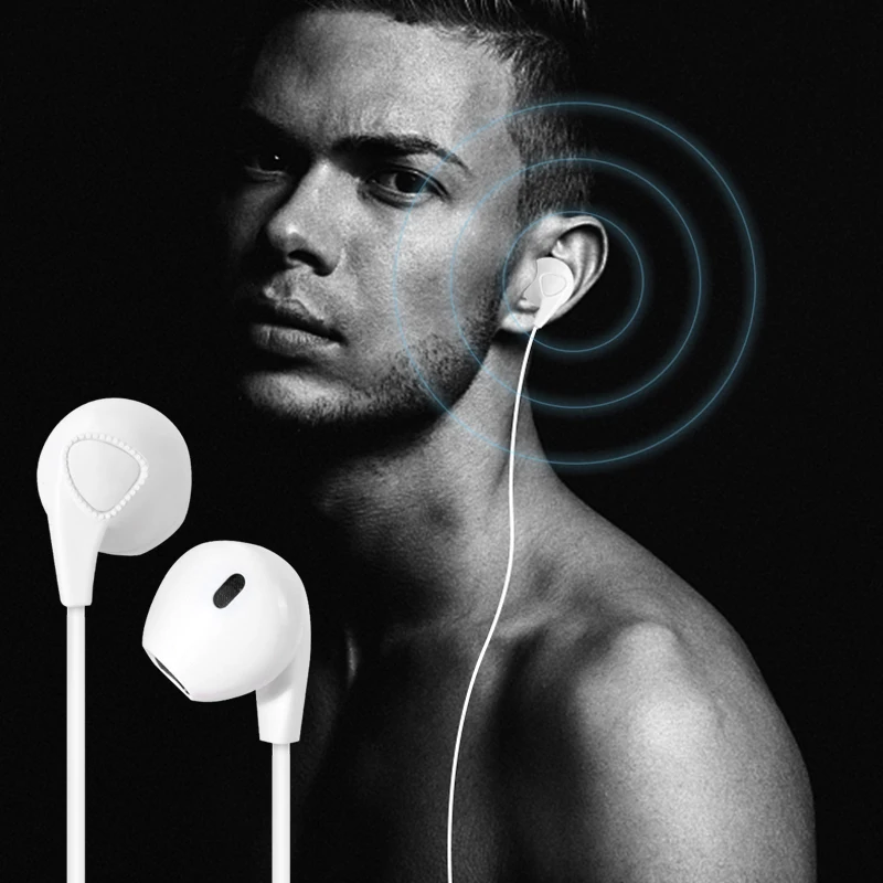 Оптовая продажа 3 5 мм в ухо стерео бас наушники с микрофоном Проводная гарнитура