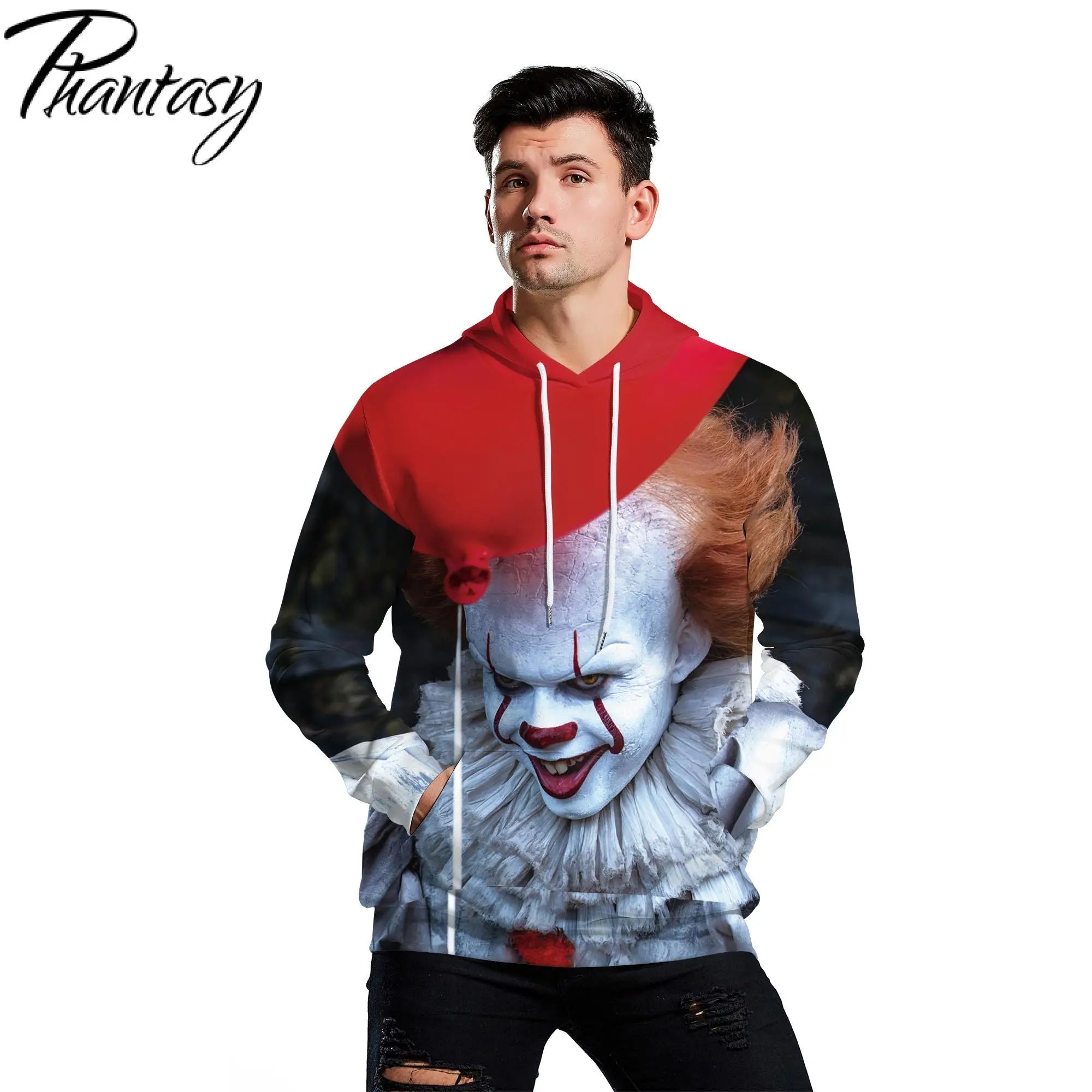 Толстовки Phantasy на Хэллоуин свитшоты с принтом клоуна куртки красочный пуловер