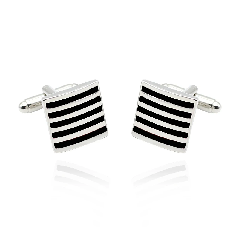 

Fashionable Men's High Quality Striped Square Cufflinks Luxury Black Red And Blue French Shirt Accessories Holiday Gifts Hot