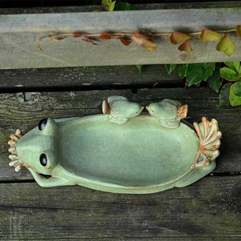 Керамическая кормушка для птиц в форме лягушки кашпо суккулентных растений