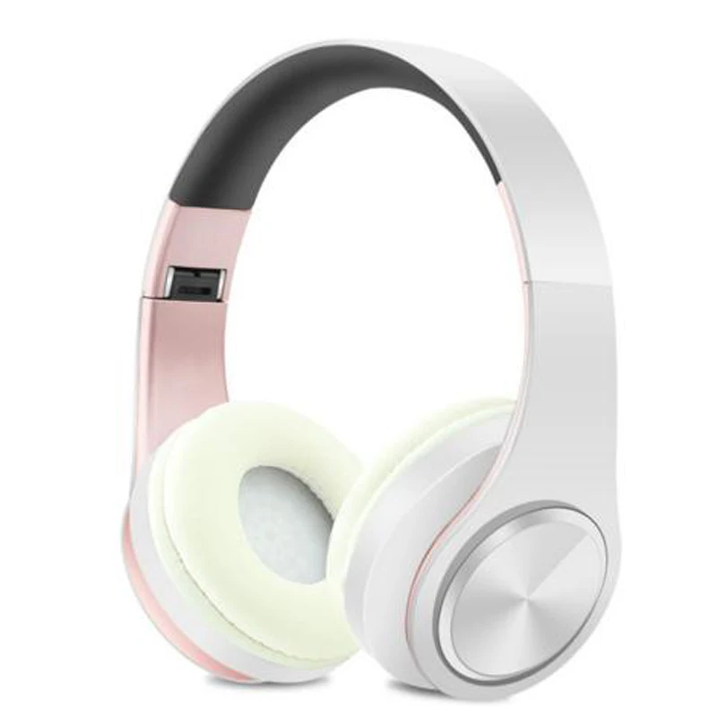 8rose white Новые портативные беспроводные наушники Bluetooth стерео Складная гарнитура аудио Mp3 регулируемые наушники с микрофоном для музыки - Цвет: 8rose white