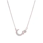Ожерелье из настоящего стерлингового серебра S925 пробы, цепочка с подвеской в виде Луны и звезды, чокер, ошейник для женщин, ювелирные изделия на годовщину Дня святого Валентина для женщин