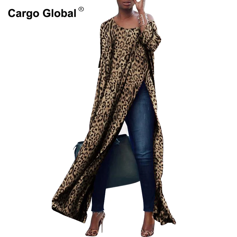 Осень 2019 женский леопардовый сарафан с принтом сексуальное Макси платье