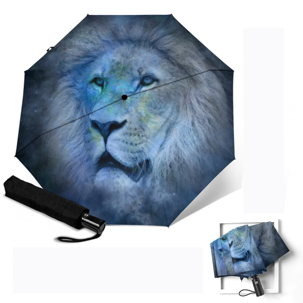 Креативный автоматический зонт с изображением Льва солнечный и дождливый