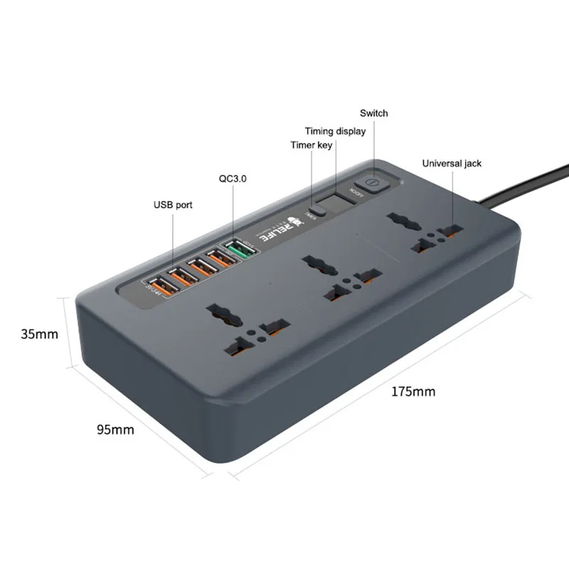 RELIFE 3 Мощность гнездо 5 usb кабель для быстрой зарядки Порты и разъёмы