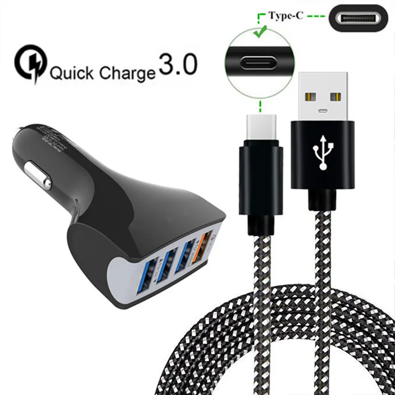 Короткий 2 м Тип C usb быстрое QC 3 0 Автомобильное зарядное устройство кабель для Samsung
