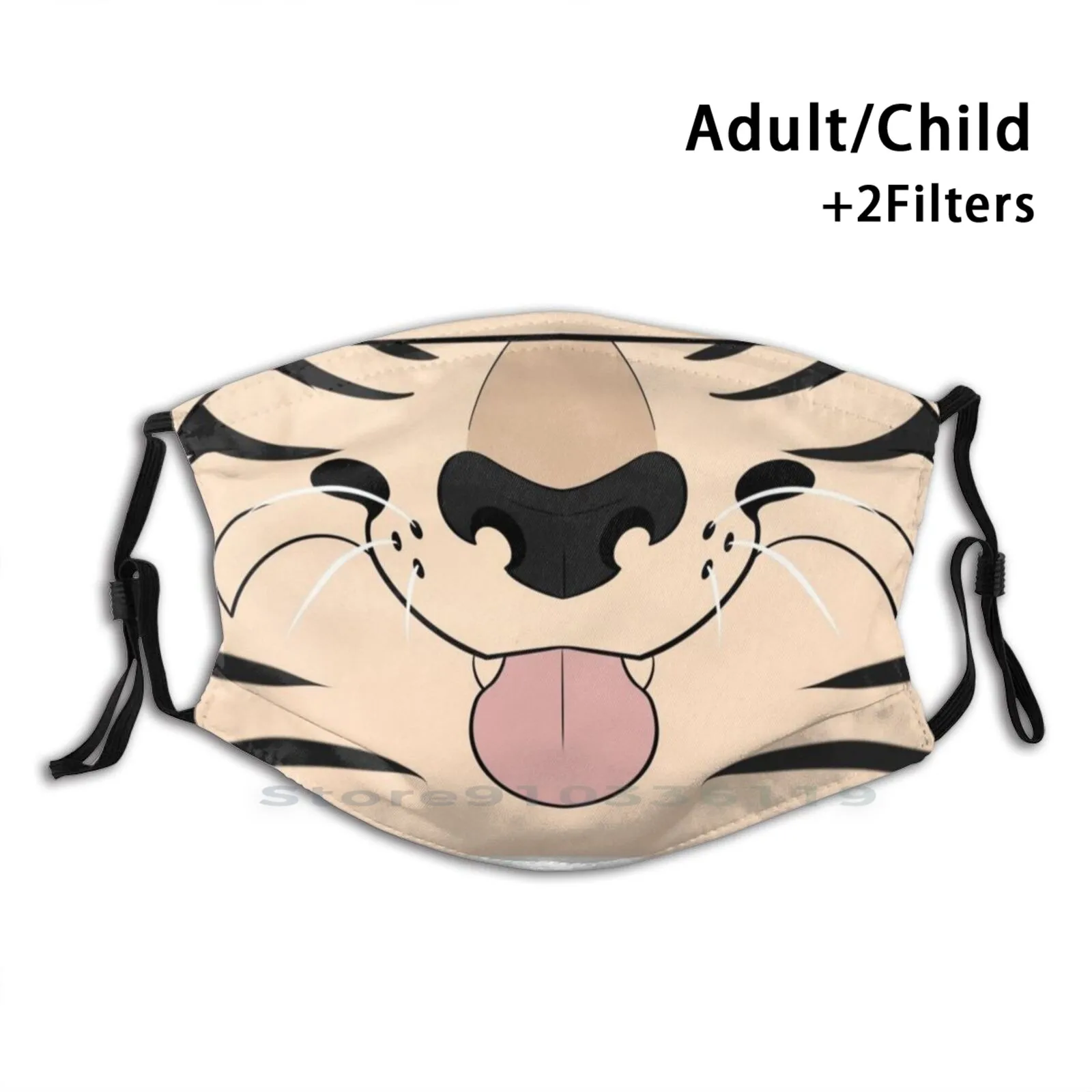 

Многоразовая маска для лица с мордочкой белого тигра, с фильтрами, детский белый тигр, пушистый кот, большая кошка