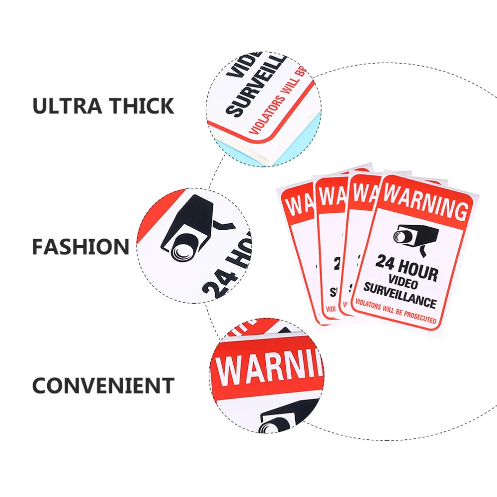 

50Pcs 24 Hour Video Warning Signs Logo Stickers Warning Signs Wall Stickers