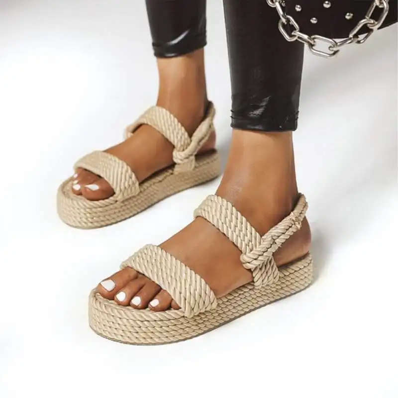 

KemeKiss Women Summer Sandals Shoes New Design Slip On Solid Color Shoes Women Fashion Flat Heels Platform Footwear Size 35-43