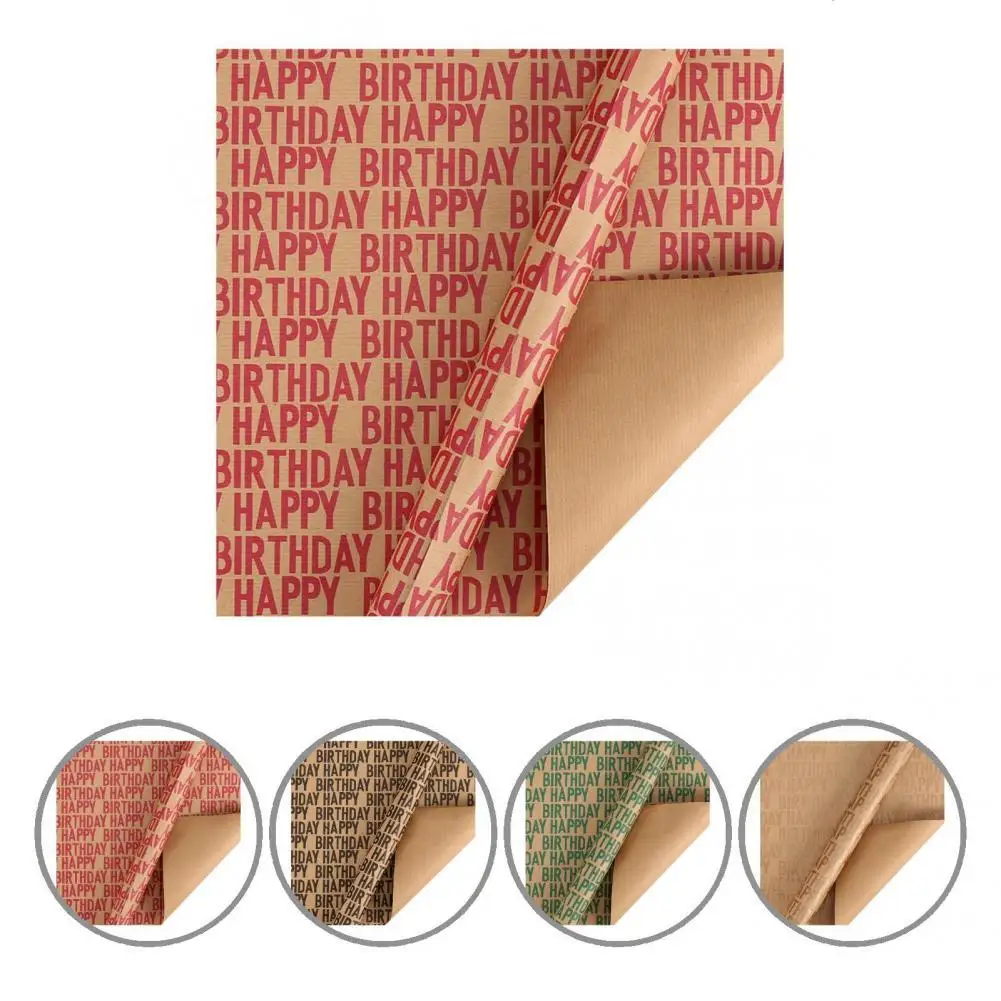 

1Set Gift Tissue Paper Flexible Letter Printed Kraft Birthday Gifts Wrapping Brown DIY Folded Kraft Paper for Party Dropshipping