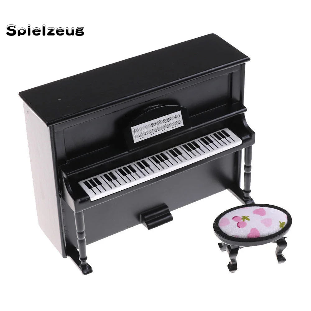 1/12 Scale Wooden Black Piano Mini Model Dollhouse Furniture Miniature Craft Ornament Instrument Pretend Play Toy Accessories#g4 | Игрушки и