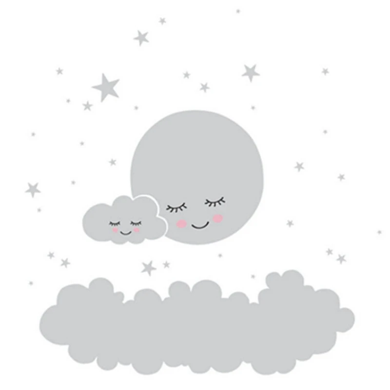 Луна звезды Наклейка на стену облако Детская s для детской комнаты