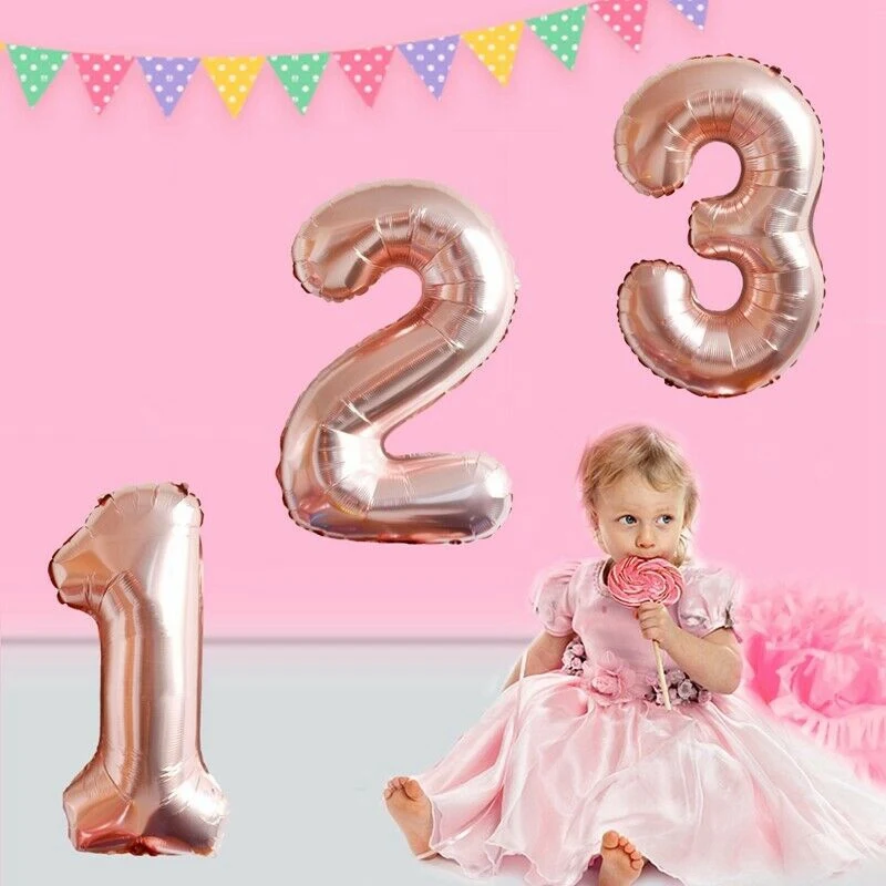 

32inch Rose Gold Number Foil Balloons Helium Balloon Happy Birthday Party Decorations Kids Baby Shower Ballons Globos Supplies