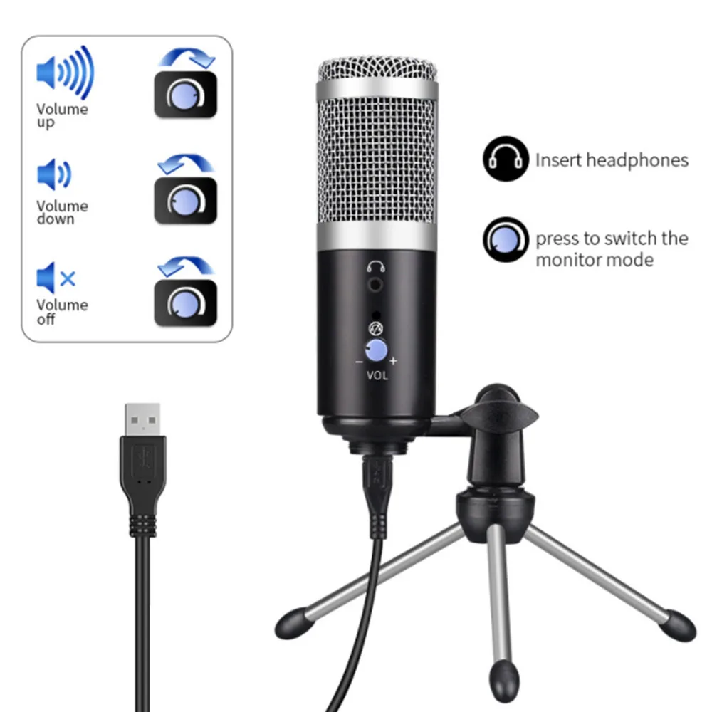 

USB Condenser Microphone for Computer Studio Microphone for bm 800 YouTube Gaming Recording mic with Stand Shock Mount