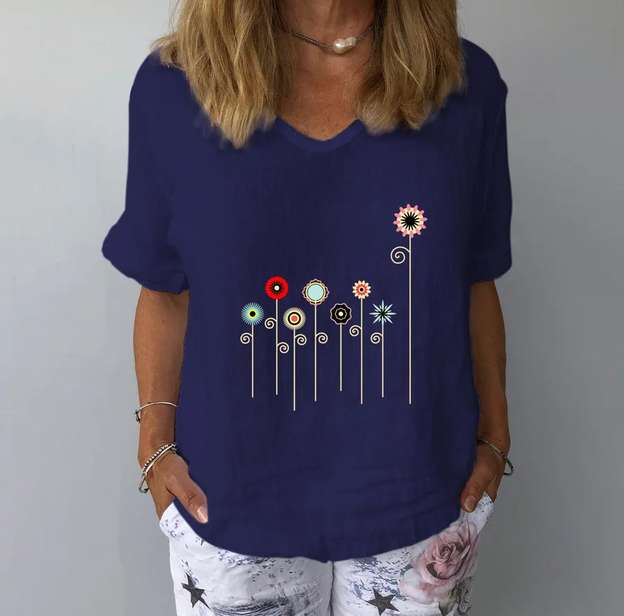 Летние хлопковые и конопляные белые топы с принтом маргариток женские футболки