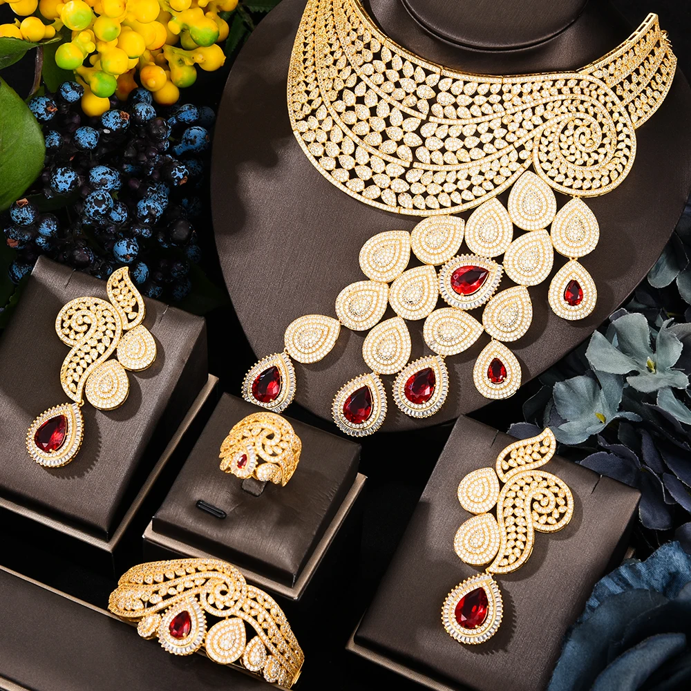 

Совершенно новое высококачественное Сверкающее роскошное свадебное большое ожерелье принцессы стандартное кольцо комплект ювелирных изд...