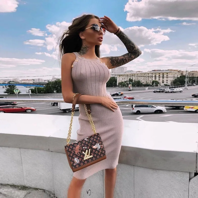 2019 армейский зеленый бежевый сексуальный без рукавов бодикон Vestidos модный на