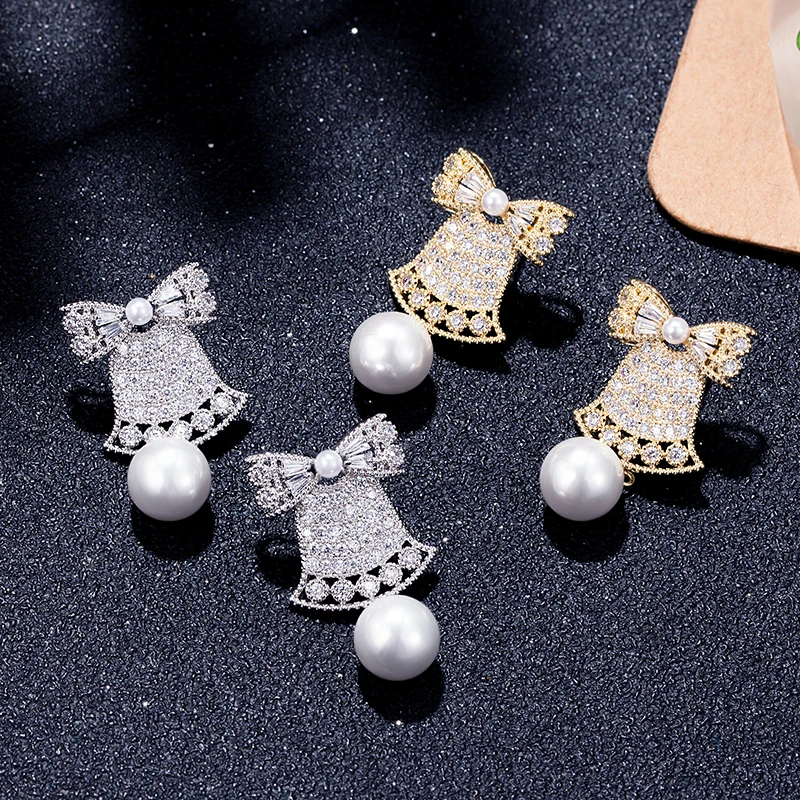 Рождественский бутик жемчужные висячие серьги модные маленькие колокольчики