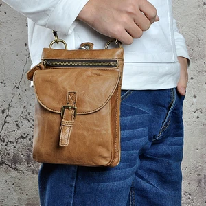 Поясная Сумка через плечо, сумка-мессенджер из натуральной кожи модного качества с кожаным крючком, 7 дюймов, поясная сумка для телефона, 6552-lb