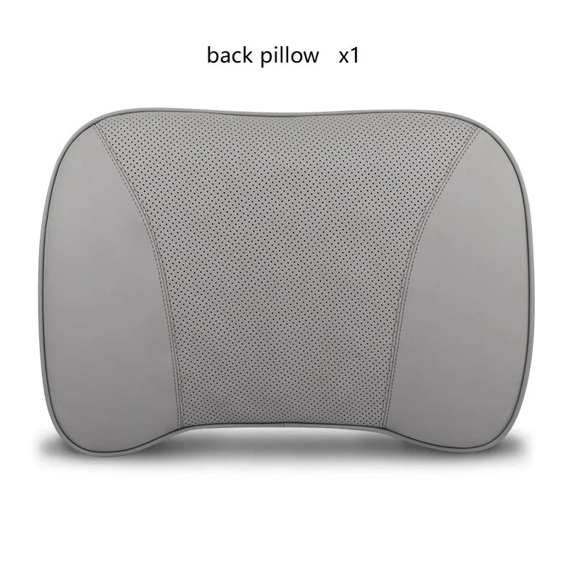 grey lumbar only Первый слой из воловьей кожи, Автомобильная подушка для поддержки сиденья, поясничная подушка, Автомобильный подголовник, авто автомобиль, забота о здоровье, настоящие кожаные подушки - Название цвета: grey lumbar only