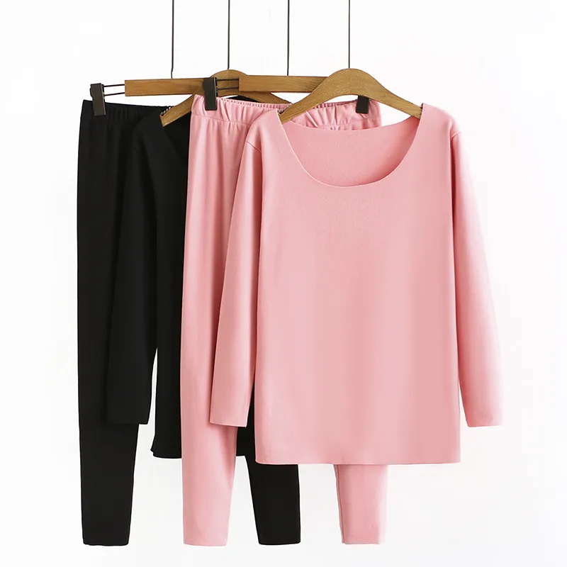

Plus Size Two-Piece Suit Round Neck Long Sleeve T-Shirt And Elastic Waist Leggings Large Size Double-Faced Fleece Fabric Suit