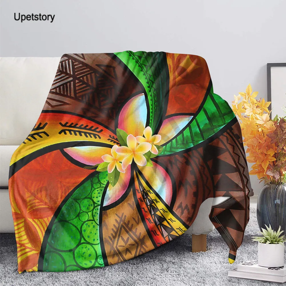 

Upetstory Duvet Home Decorative Polynesian Tribal Plumeria Flower Design Spring/Autumn Fleece Blankets for Children Kids Bedding