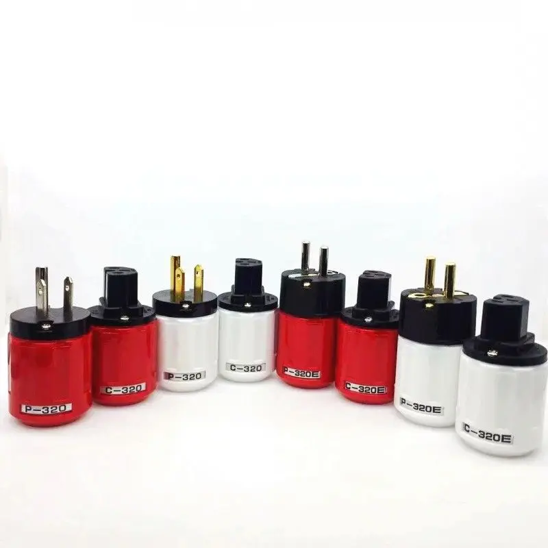 

Preffair Hot Selling HIFI P-320/C-320 Gold And Rhodium Plating Schuko EU/US Male Plug AC Power Plug Ver IEC Female Connector