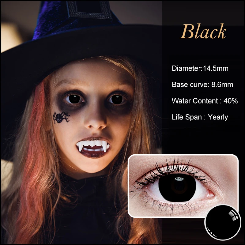 Матовые черные контактные линзы белые без зрачка красные для глаз цветные на