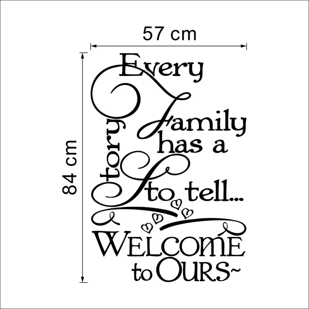

Welcome to Ours wall stickers every Family has a story quotes wall decals decorative removable heart vinyl Home Decor Decoratrom