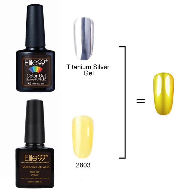 03 with Titanium Gel Elite99 полупрозрачный Блестящий зеркальный титановый Серебряный УФ-гель для ногтей стойкий лак драгоценный камень стекло гибридный набор для ногтей - Цвет: 03 with Titanium Gel